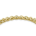 9K Yellow Gold 16.5mm X 18mm Heart 2 Strand Belcher Chain T Bar Bracelet 7.5 Inch