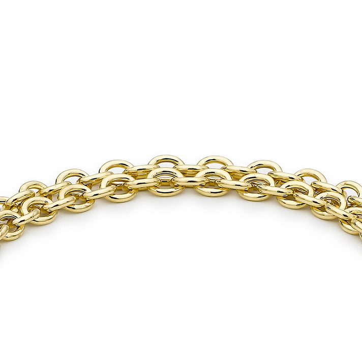 9K Yellow Gold 16.5mm X 18mm Heart 2 Strand Belcher Chain T Bar Bracelet 7.5 Inch 7193428 2