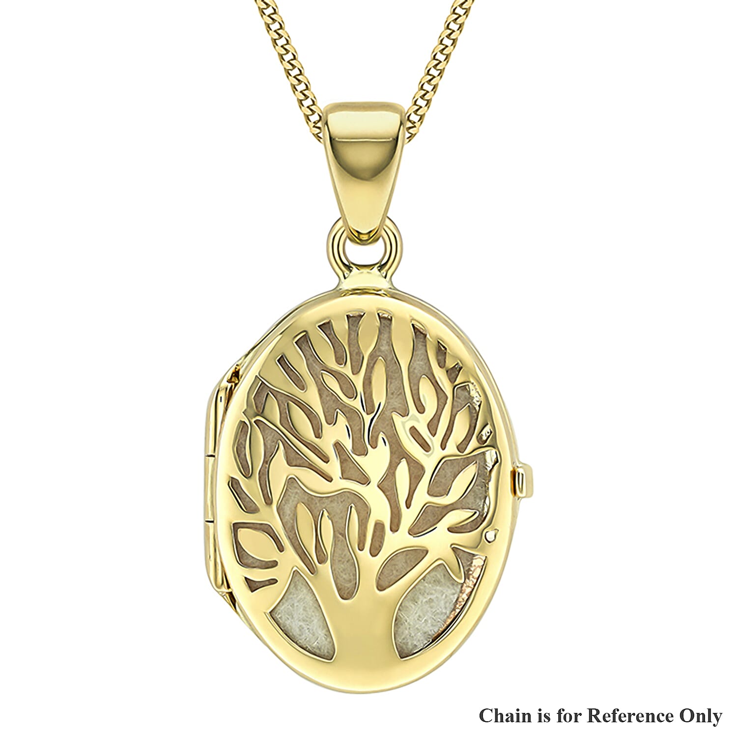 9K Yellow Gold 16.5mm x 30mm Fabric-Backed Tree Of Life Locket 7254812 0