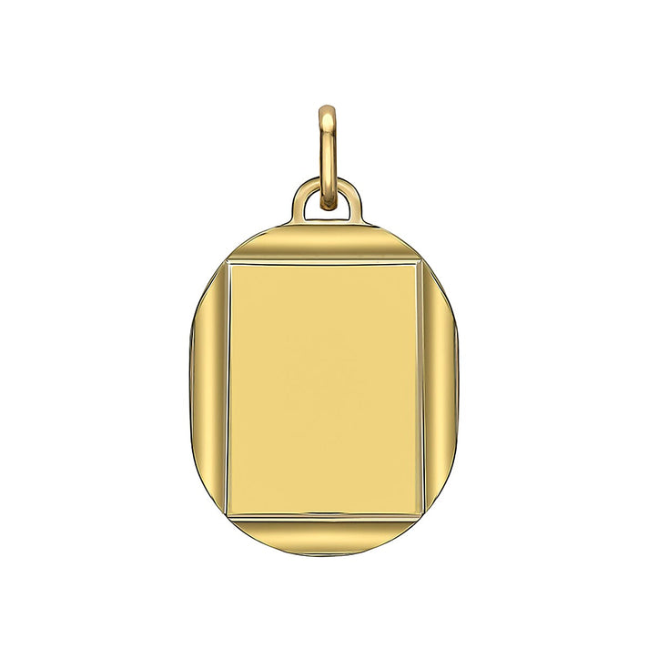 9K Yellow Gold 16.7mm X 28.9mm Bevelled Edge Oval Pendant 7188760 1
