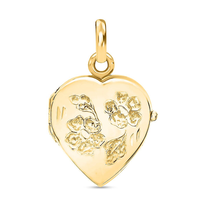 9K Yellow Gold 16mm X 20mm Daisy Detail Heart Locket 7188540 1