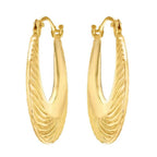9K Yellow Gold 16mm X 20mm Patterned Creole Earrings