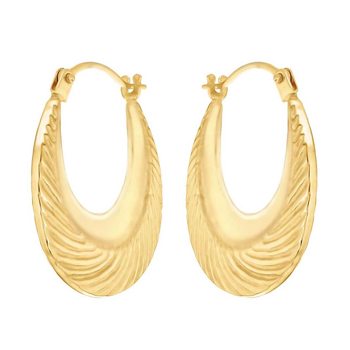 9K Yellow Gold 16mm X 20mm Patterned Creole Earrings 7190139 2