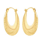 9K Yellow Gold 16mm X 20mm Patterned Creole Earrings