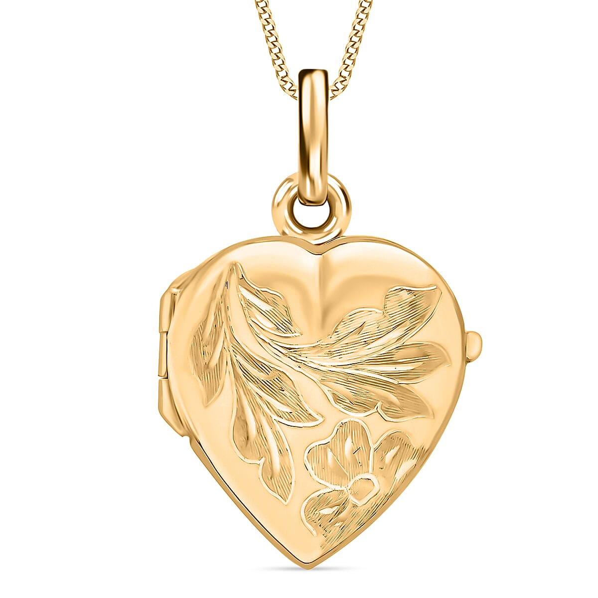 9K Yellow Gold 16mm X 25mm Engraved Flower Heart Locket 7188539 2