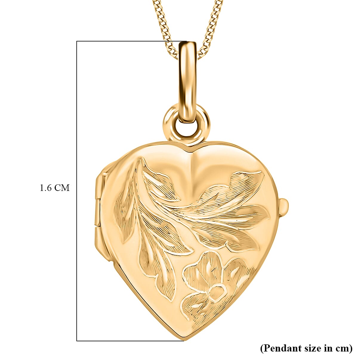 9K Yellow Gold 16mm X 25mm Engraved Flower Heart Locket 7188539 3