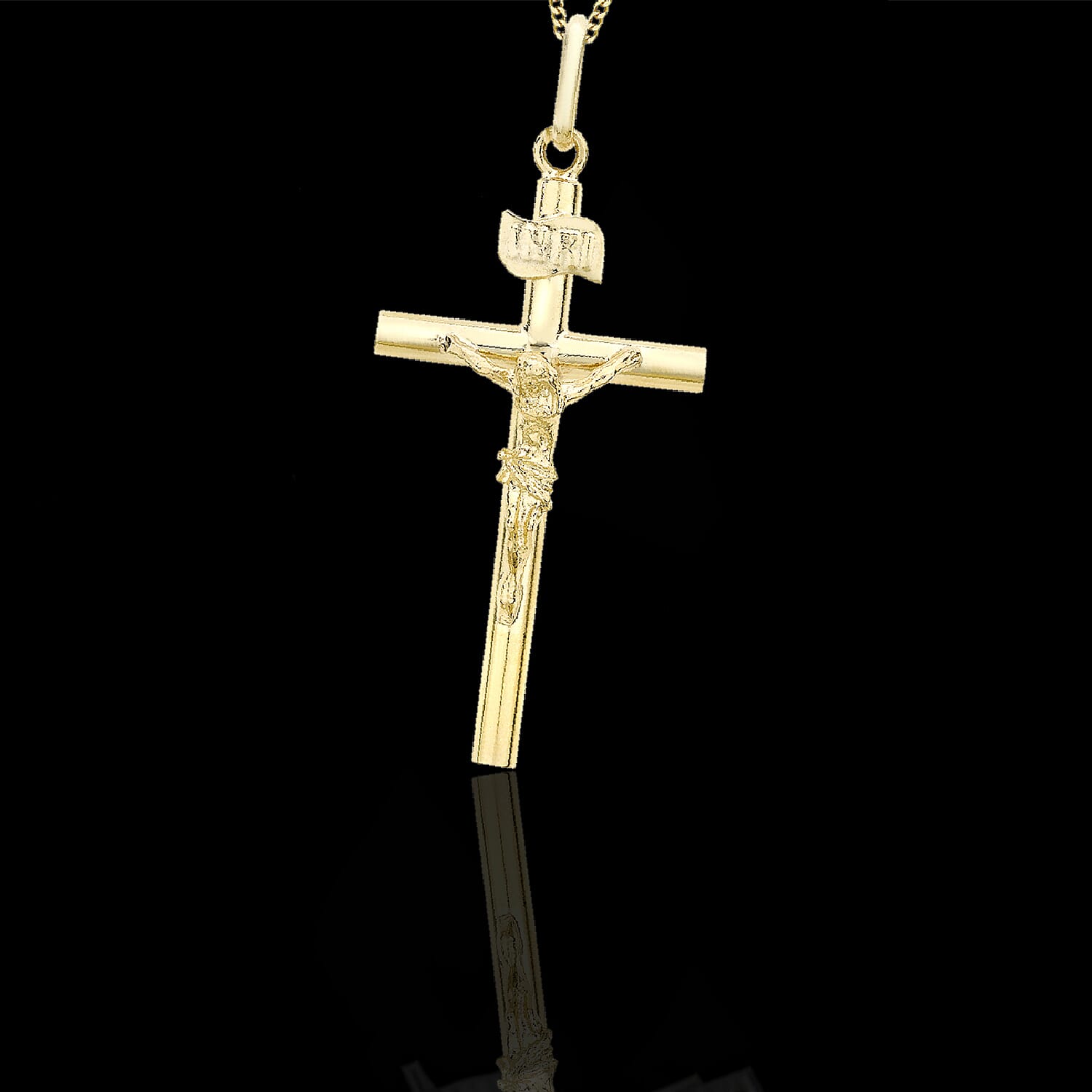 9K Yellow Gold 16mm x 32mm Crucifix Cross Pendant 7254685 1