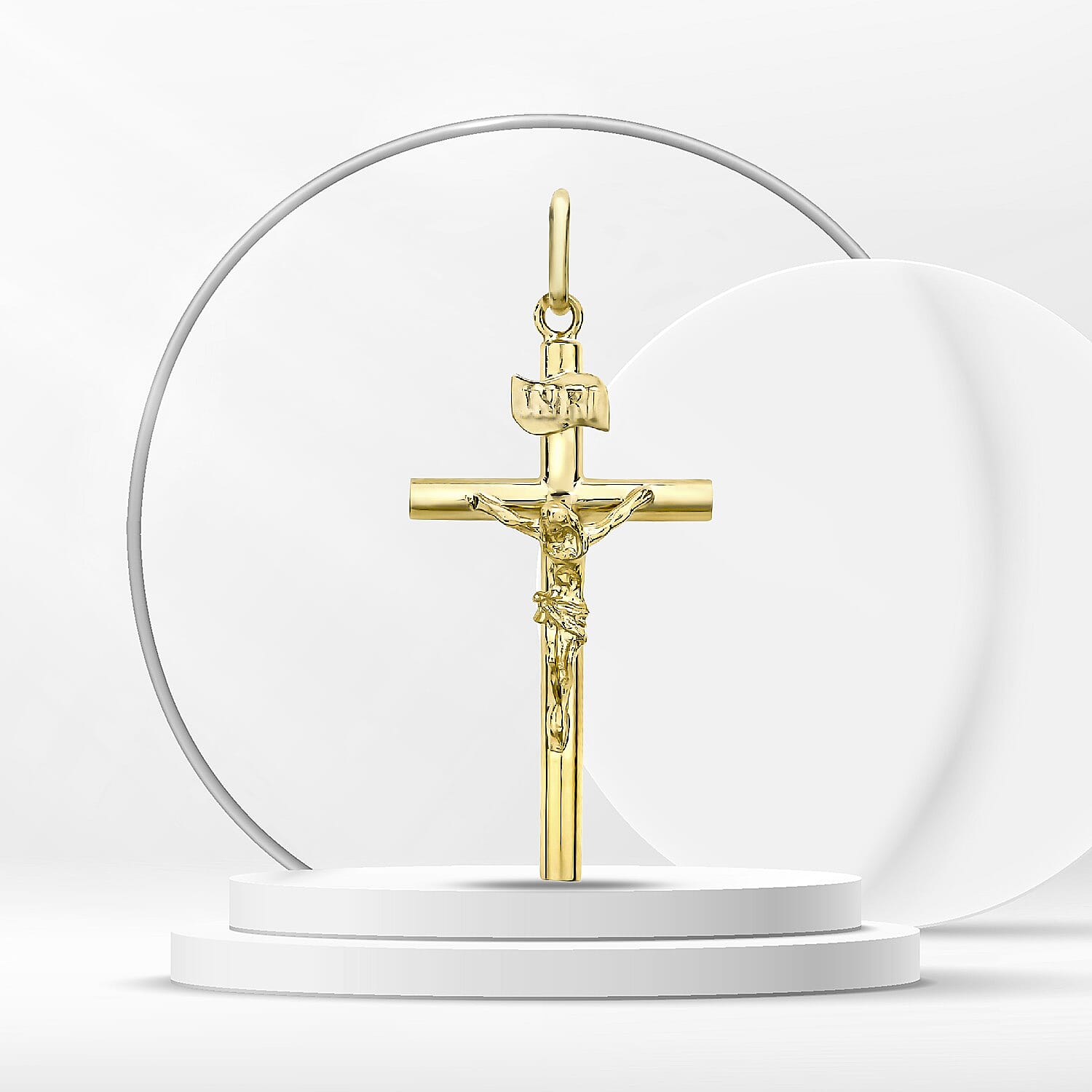 9K Yellow Gold 16mm x 32mm Crucifix Cross Pendant 7254685 2