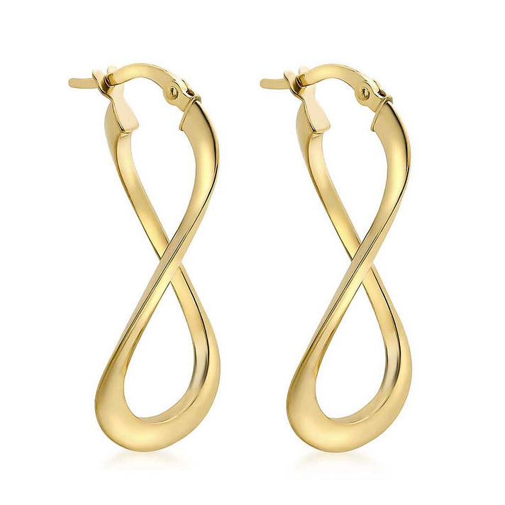 9K Yellow Gold 16mm x 32mm Figure 8 Creole Earrings 8894715 1