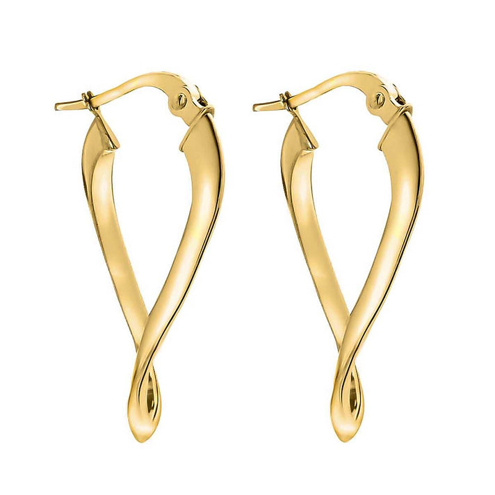 9K Yellow Gold 16mm x 32mm Figure 8 Creole Earrings 8894715 2