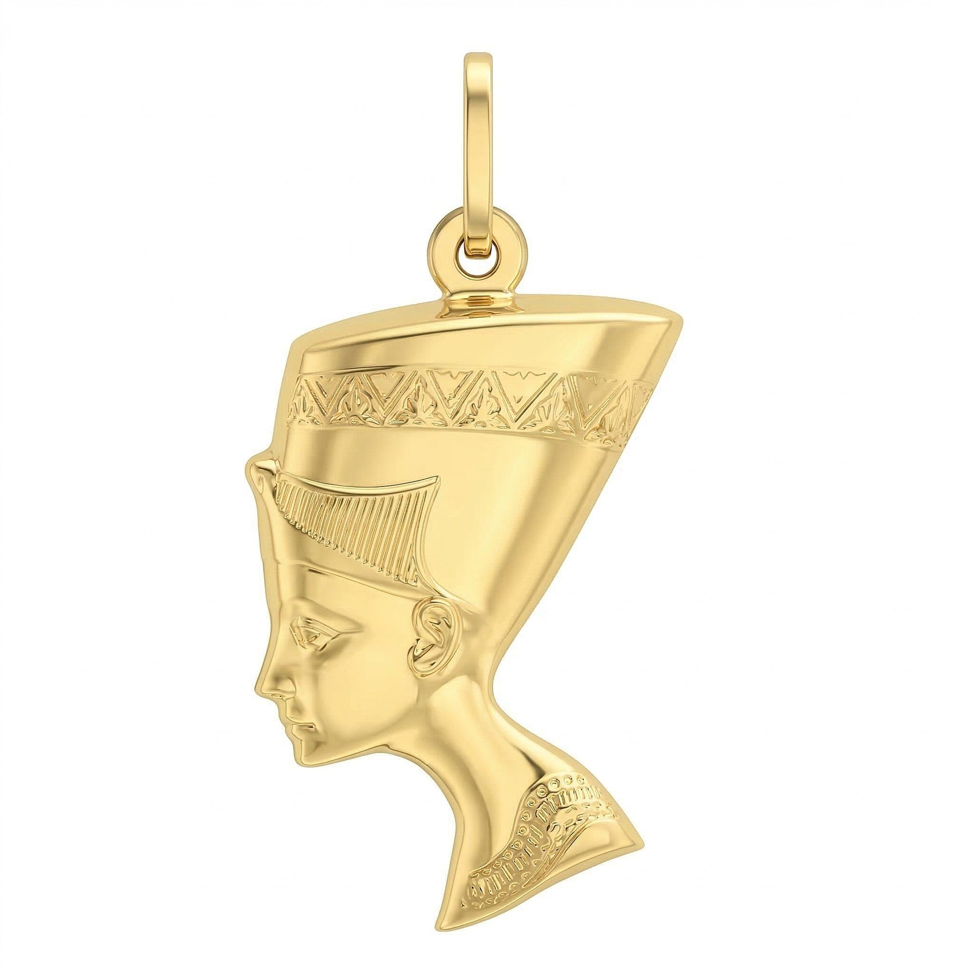 9K Yellow Gold 16mm x 31mm Nefertiti Pendant 7343680 0
