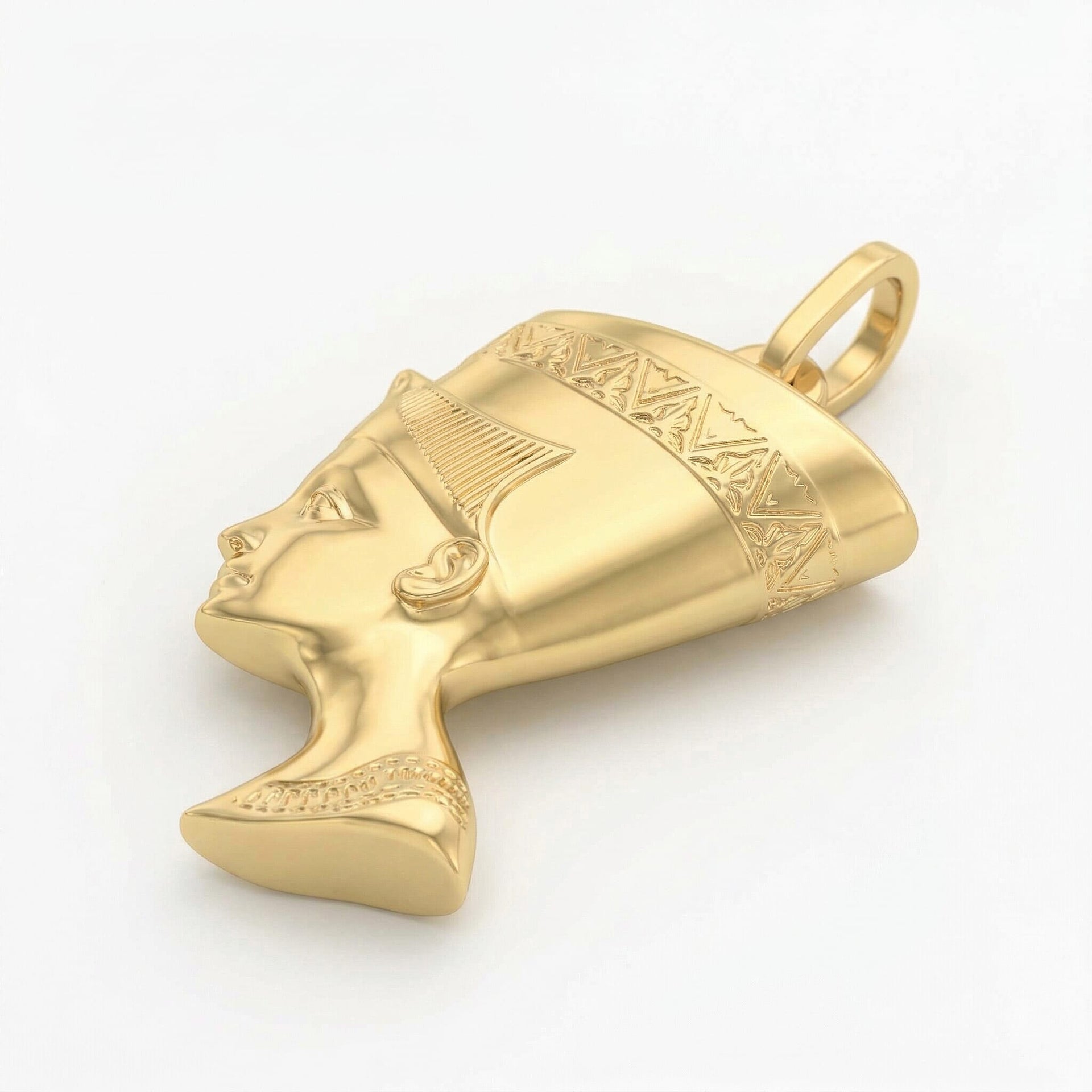 9K Yellow Gold 16mm x 31mm Nefertiti Pendant 7343680 4