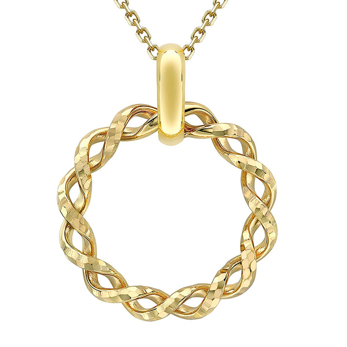 9K Yellow Gold 17.5mm x 22mm Diamond Cut Twist Circle Adjustable Necklace 18 Inch 8894643 1