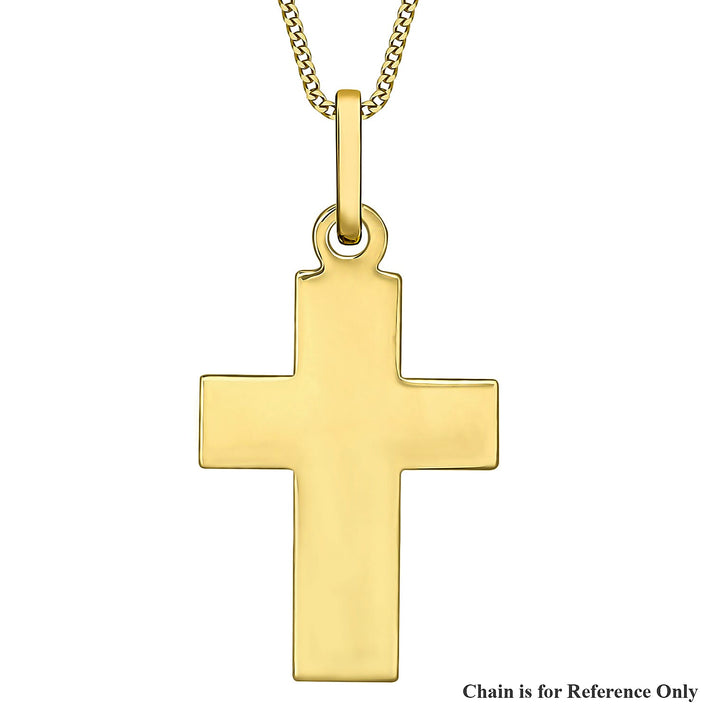 9K Yellow Gold 17.5mm x 33.5mm Thick Plain Cross Pendant 7254786 1