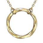9K Yellow Gold 17.8mm Diamond Cut Ring Adjustable Necklace 18 Inch