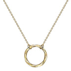 9K Yellow Gold 17.8mm Diamond Cut Ring Adjustable Necklace 18 Inch