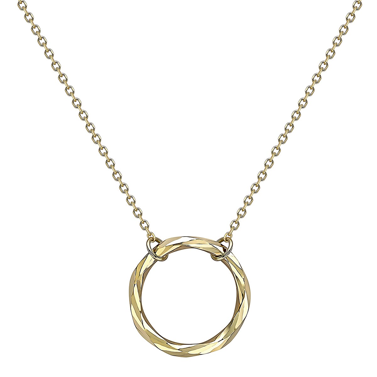 9K Yellow Gold 17.8mm Diamond Cut Ring Adjustable Necklace 18 Inch 8894647 1