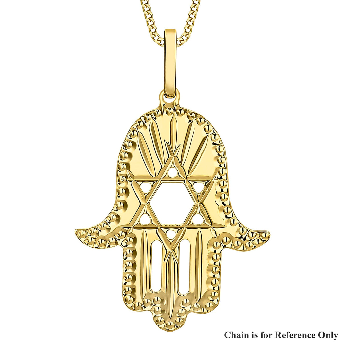 9K Yellow Gold 18.5mm x 29mm Star Of David Hamsa Pendant 7254787 0