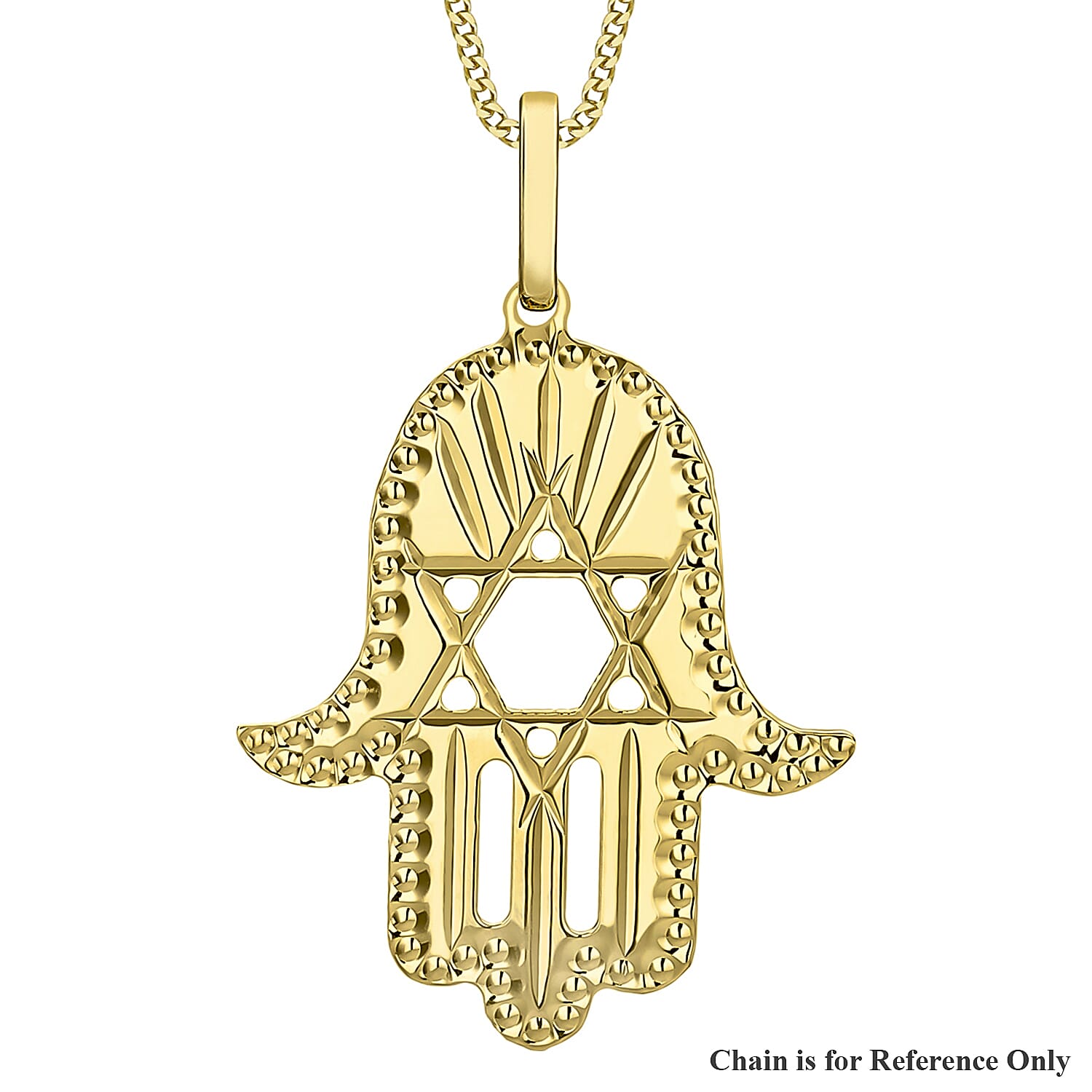 9K Yellow Gold 18.5mm x 29mm Star Of David Hamsa Pendant 7254787 0
