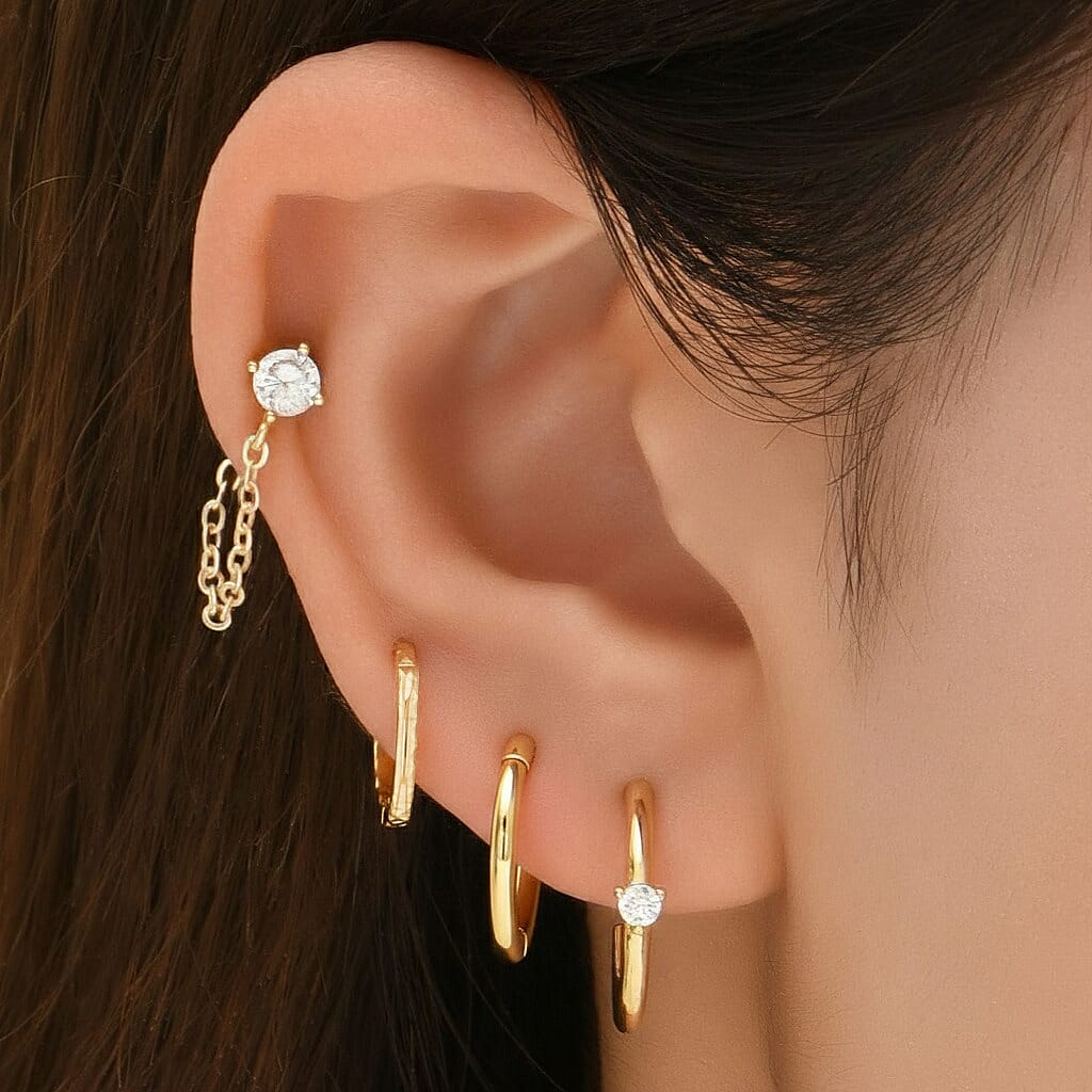 9K Yellow Gold 18MM Diamond Cut Sleeper Hoop Earrings 0.35 grams 6092950 2
