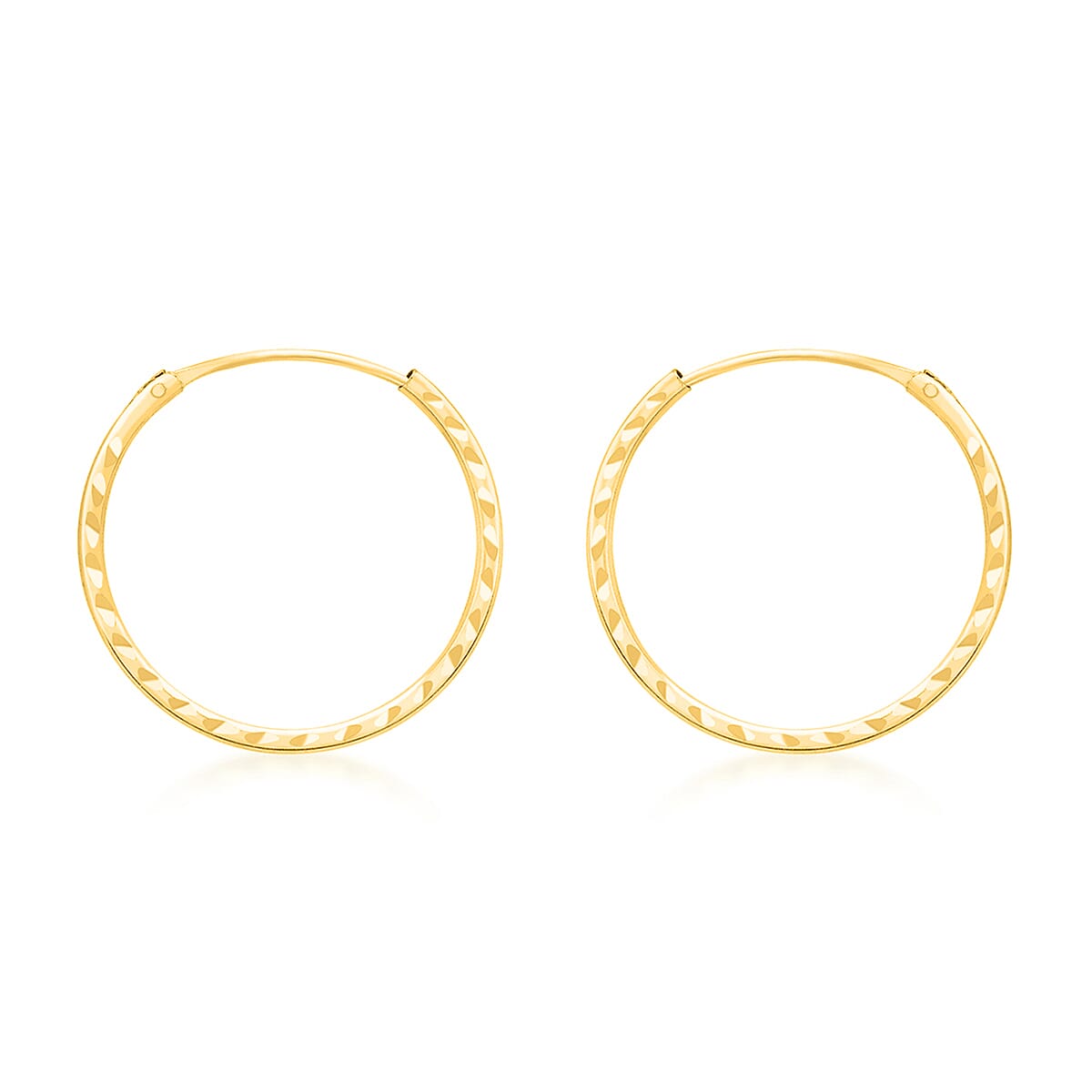9K Yellow Gold 18MM Diamond Cut Sleeper Hoop Earrings 0.35 grams 6092950 3
