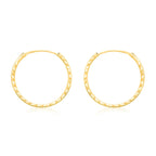 9K Yellow Gold 18MM Diamond Cut Sleeper Hoop Earrings
