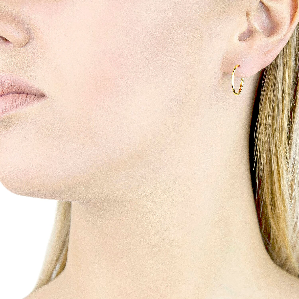 9K Yellow Gold 18MM Sleeper Hoop Earrings 0.45 grams 6092948 1