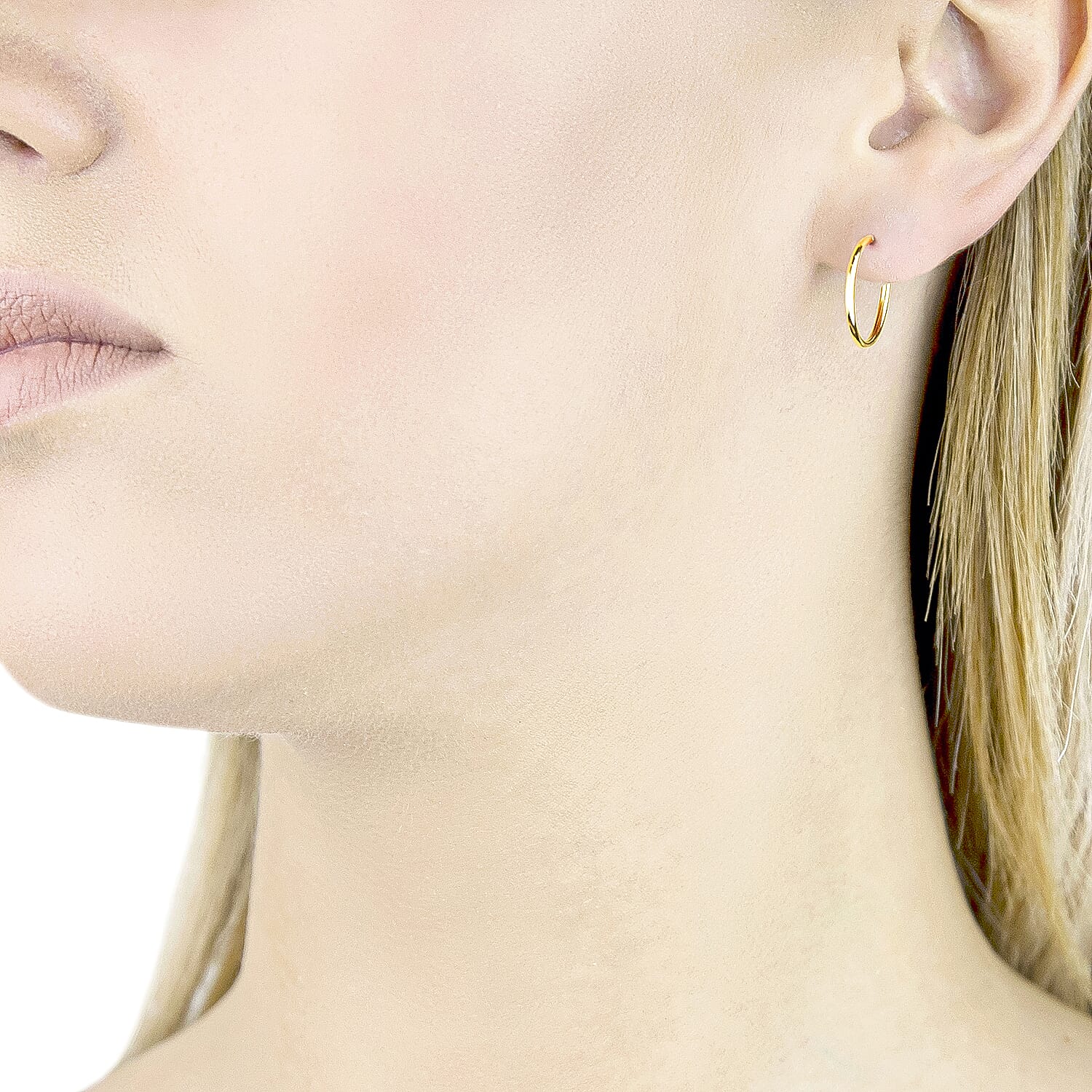 9K Yellow Gold 18MM Sleeper Hoop Earrings 0.45 grams 6092948 1