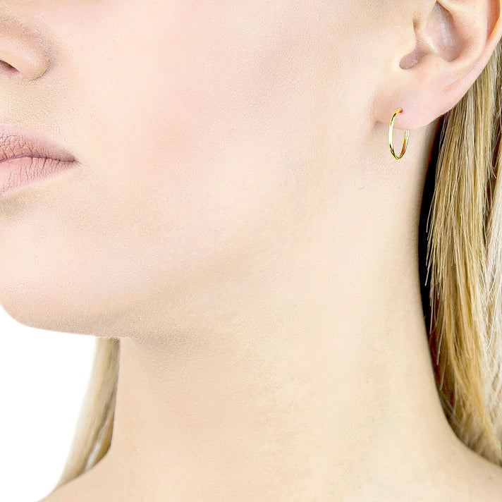 9K Yellow Gold 18MM Sleeper Hoop Earrings 0.45 grams 6092948 2