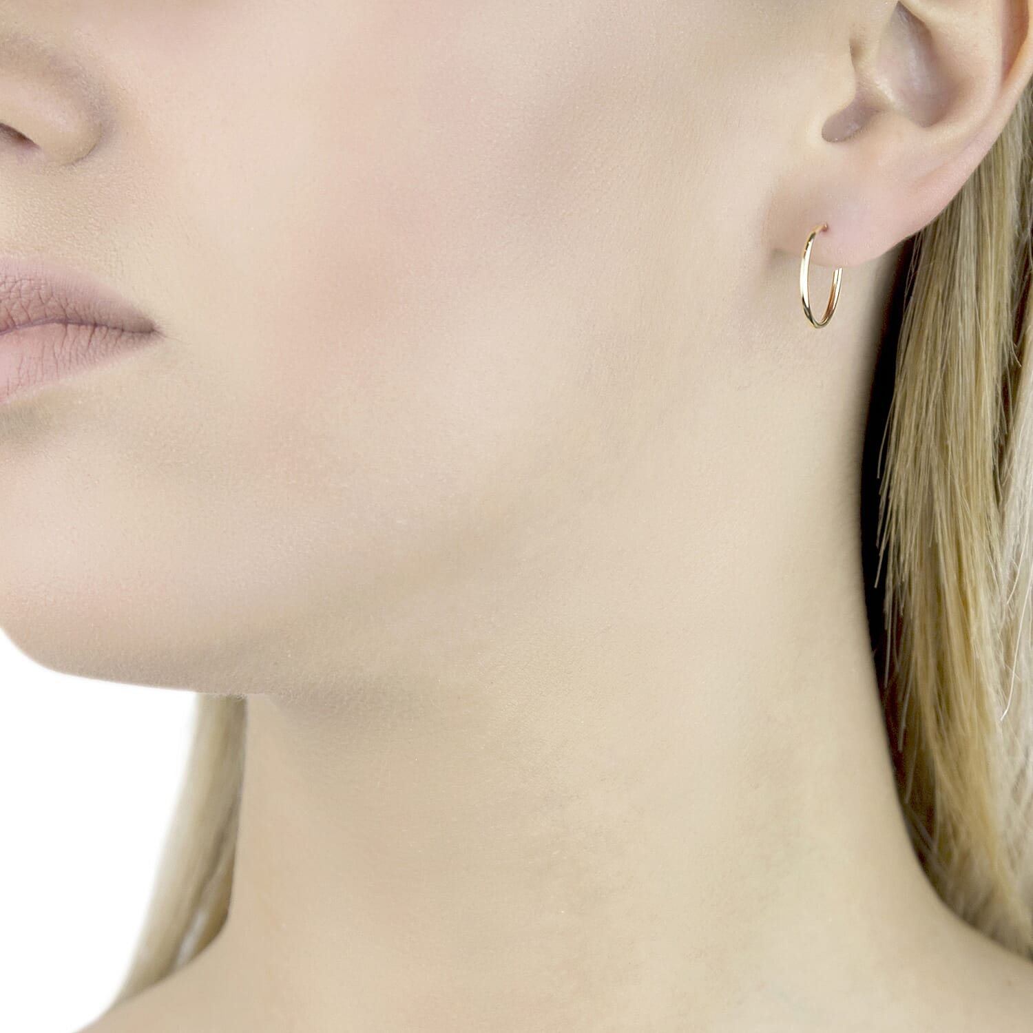9K Yellow Gold 18MM Sleeper Hoop Earrings 0.45 grams 6092948 4