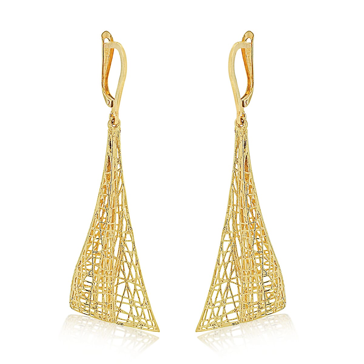 9K Yellow Gold 18mm X 58mm Cone Drop Earrings 7078146 0