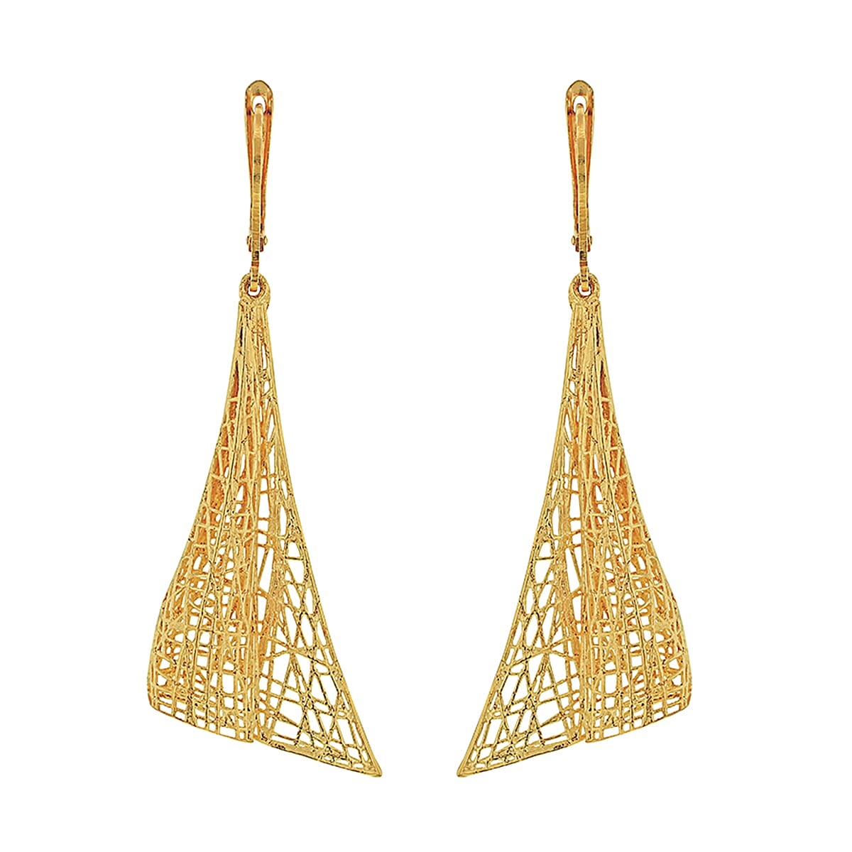 9K Yellow Gold 18mm X 58mm Cone Drop Earrings 7078146 1