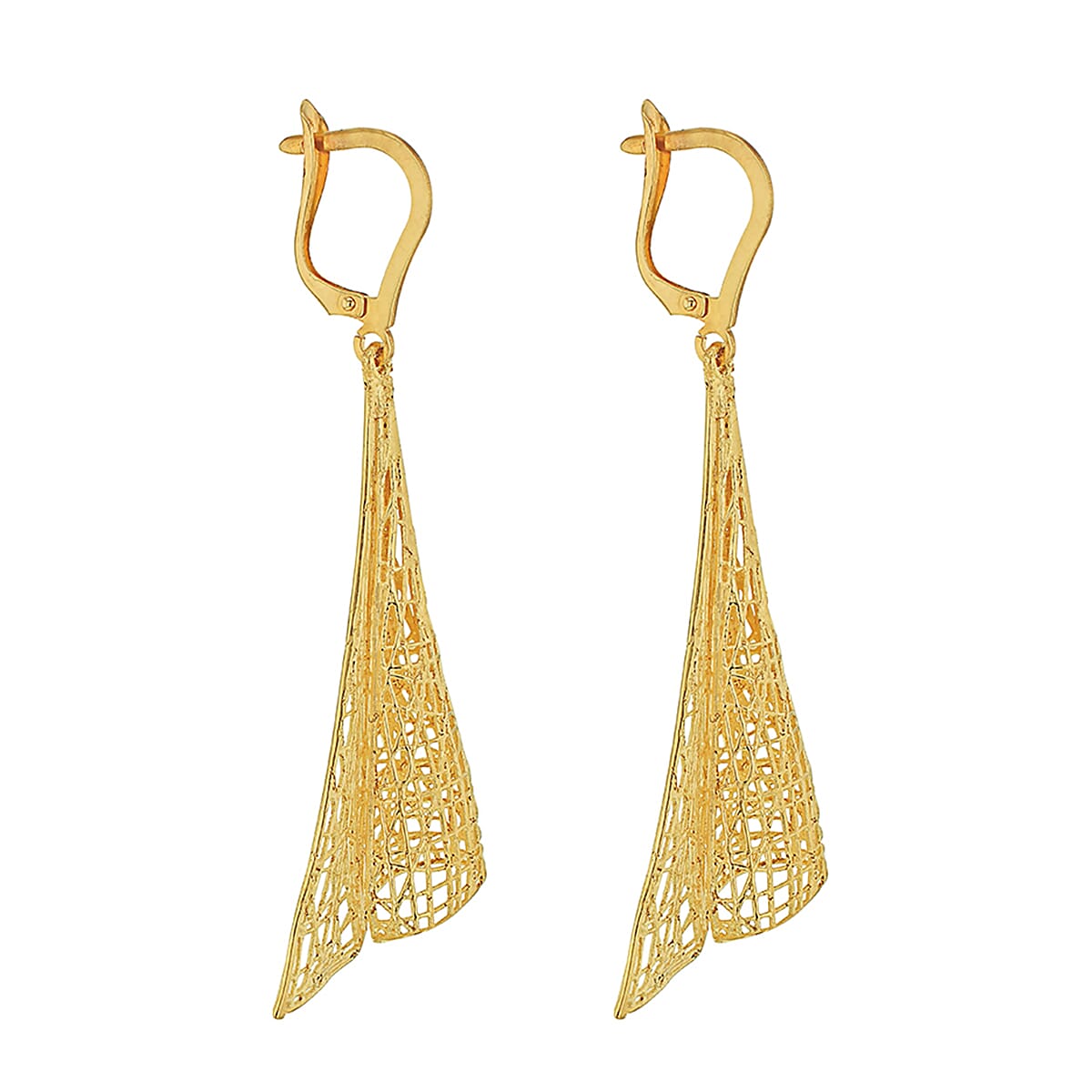 9K Yellow Gold 18mm X 58mm Cone Drop Earrings 7078146 2