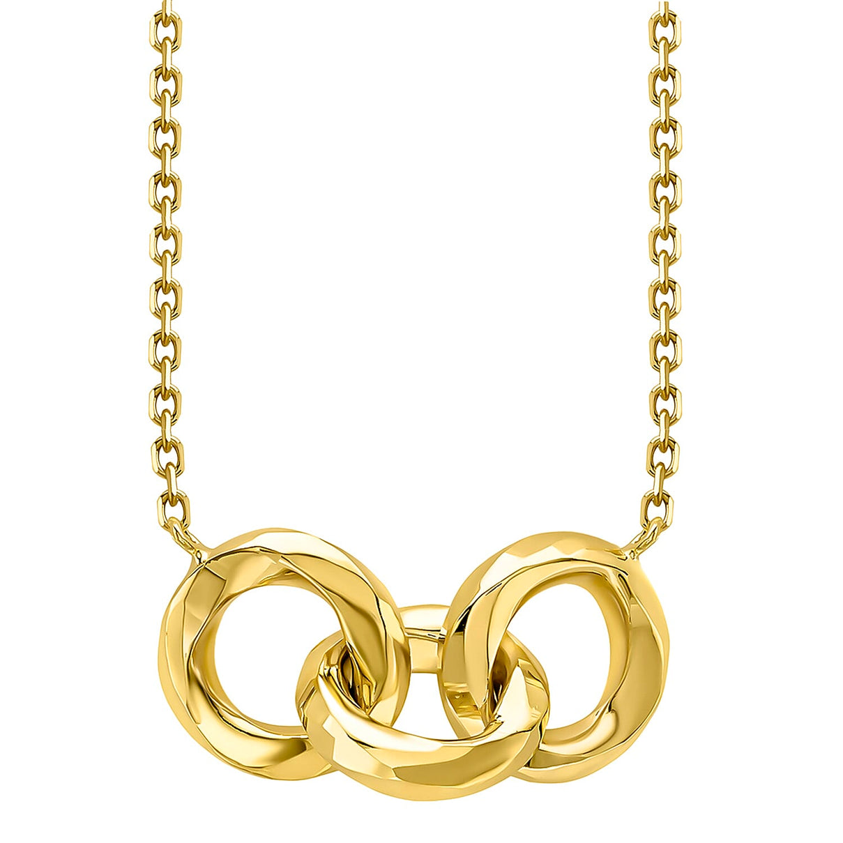 9K Yellow Gold 18mm x 8.5mm Diamond Cut Linked Rings Adjustable Necklace 18 Inch 8894644 0