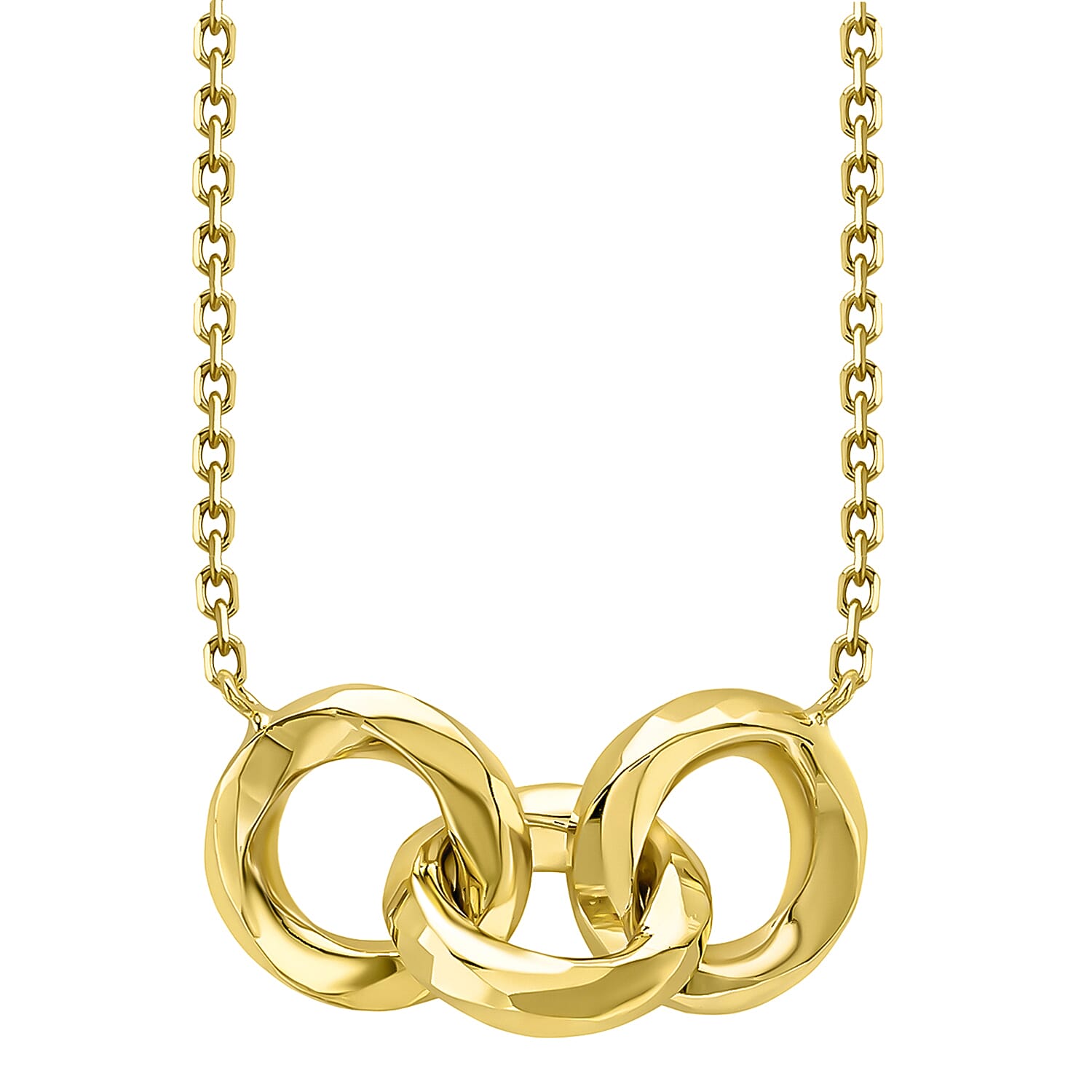 9K Yellow Gold 18mm x 8.5mm Diamond Cut Linked Rings Adjustable Necklace 18 Inch 8894644 0