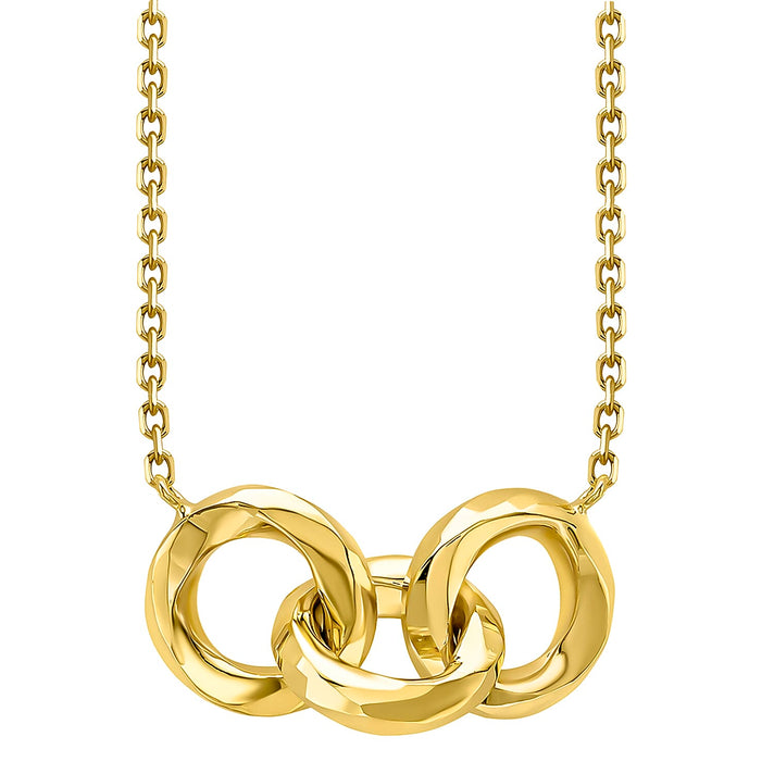 9K Yellow Gold 18mm x 8.5mm Diamond Cut Linked Rings Adjustable Necklace 18 Inch 8894644 1