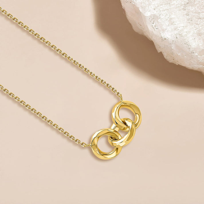 9K Yellow Gold 18mm x 8.5mm Diamond Cut Linked Rings Adjustable Necklace 18 Inch 8894644 2