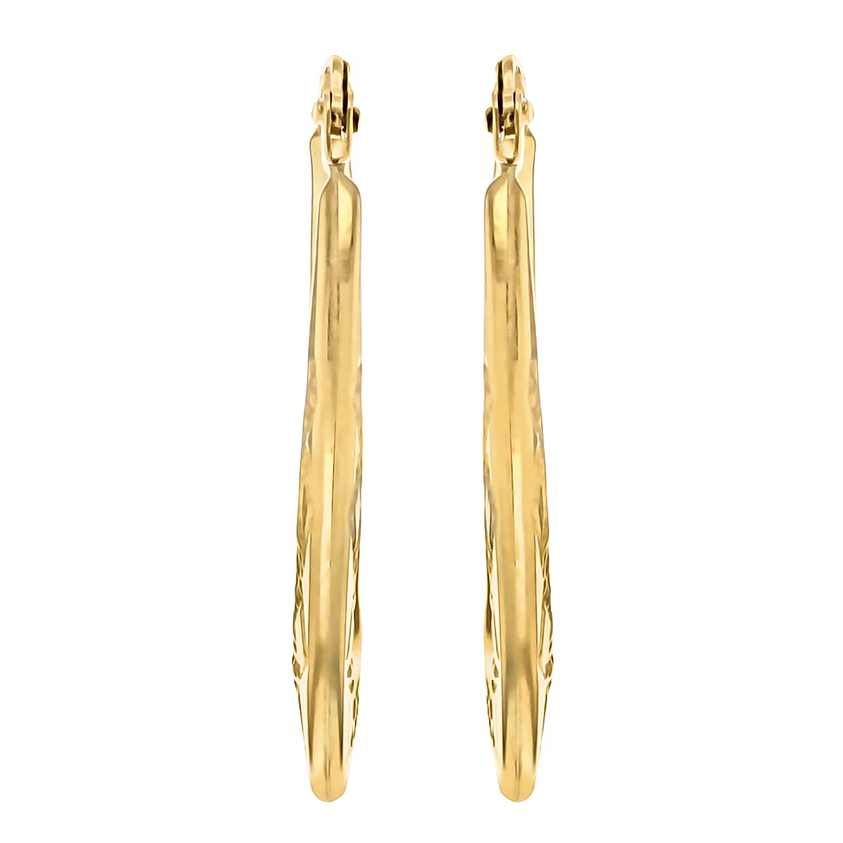 9K Yellow Gold 19mm X 26mm Patterned Oval Creole Earrings 7190137 2