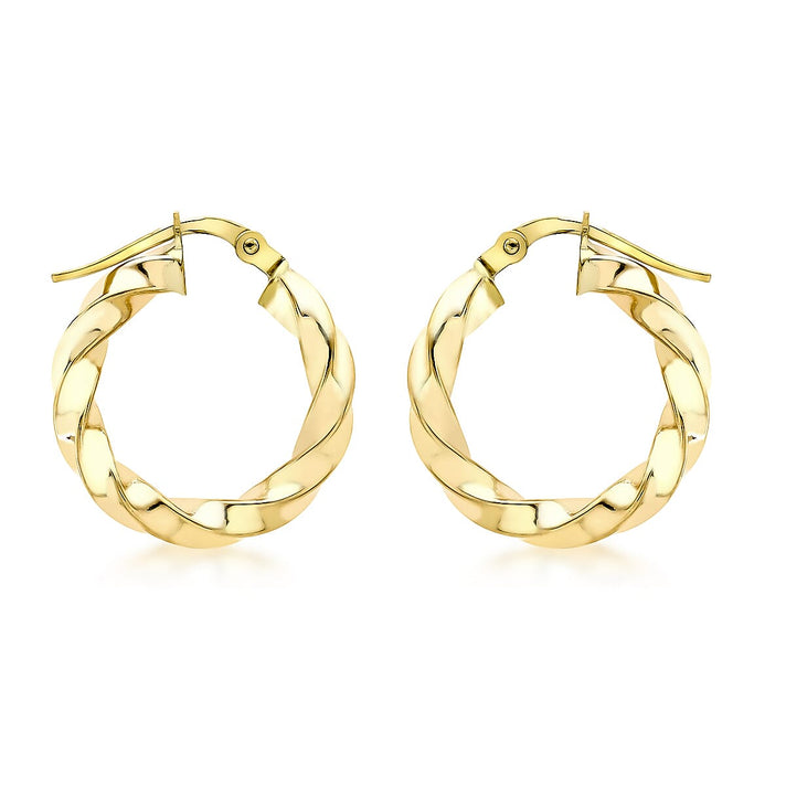9K Yellow Gold 19mm Twist Hoop Creole Earrings 7190122 1