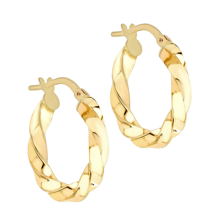 9K Yellow Gold 19mm Twist Hoop Creole Earrings 7190122 2