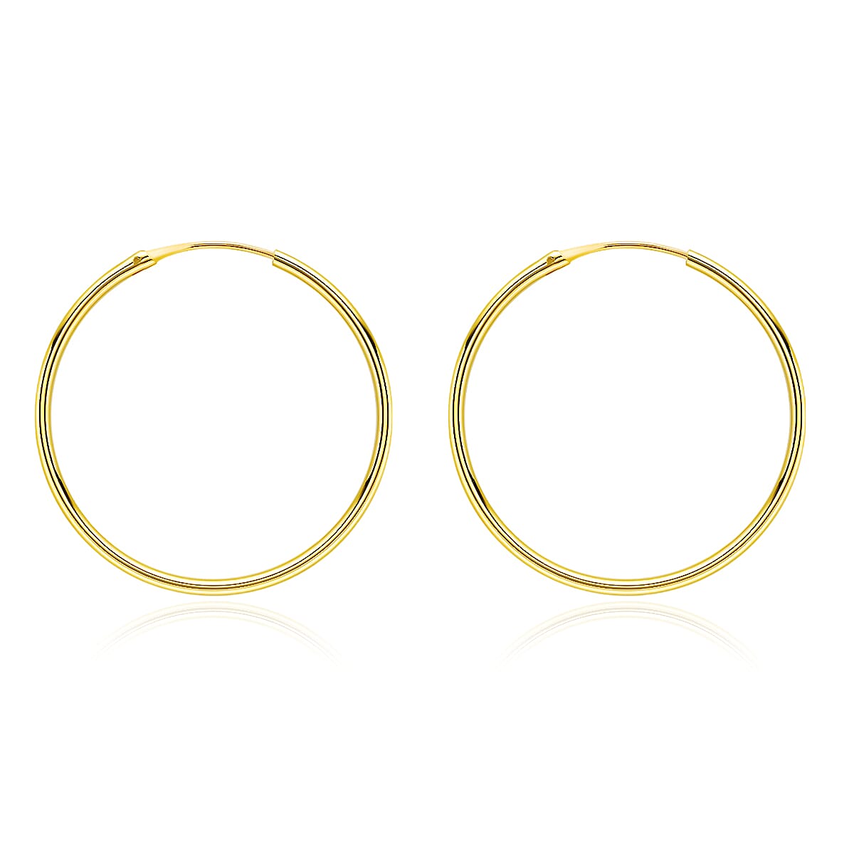 9K Yellow Gold 1MM Round Tube 40MM Supreme Finish Sleeper Big Hoop Earrings 0.9 grams 6092912 2