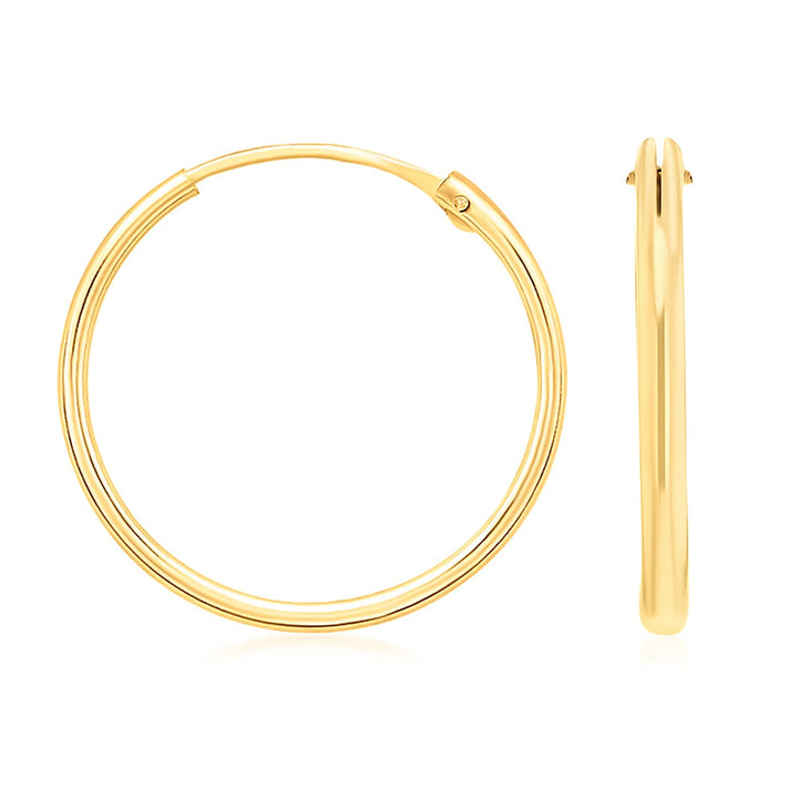 9K Yellow Gold 1MM Tube 18MM Sleeper Hoop Earrings 0.31 grams 6092945 1
