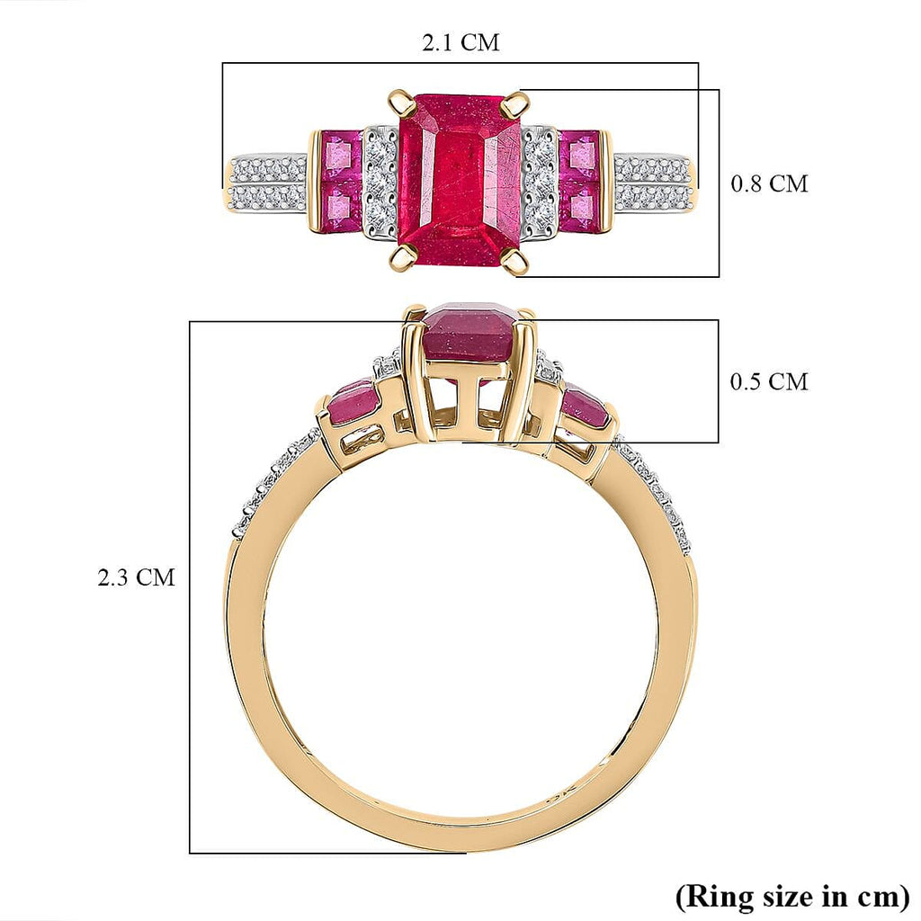 9K Yellow Gold AA African Ruby, Moissanite Ring 2.07 Ct.