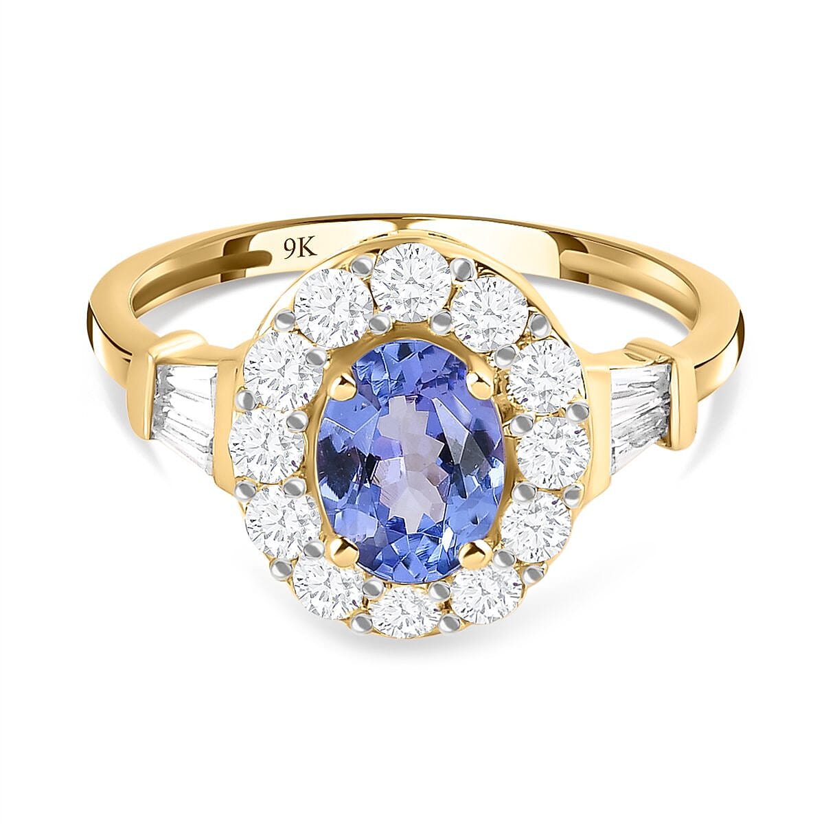 9K Yellow Gold 2.01 Ct. Tanzanite Ring with Natural Cambodian Zircon 7159737 0