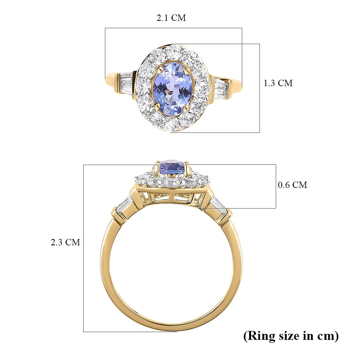 9K Yellow Gold 2.01 Ct. Tanzanite Ring with Natural Cambodian Zircon 7159737 6