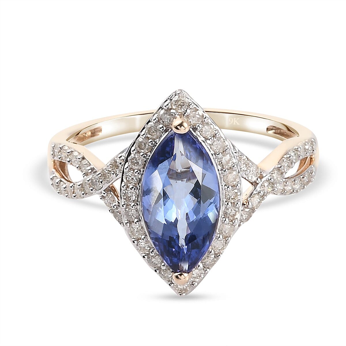 9K Yellow Gold 2.20 Ct. Tanzanite Ring with Natural Cambodian Zircon 3843286 0