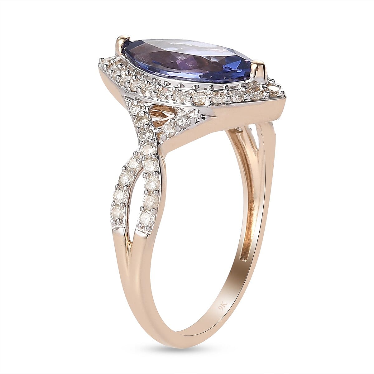 9K Yellow Gold 2.20 Ct. Tanzanite Ring with Natural Cambodian Zircon 3843286 4