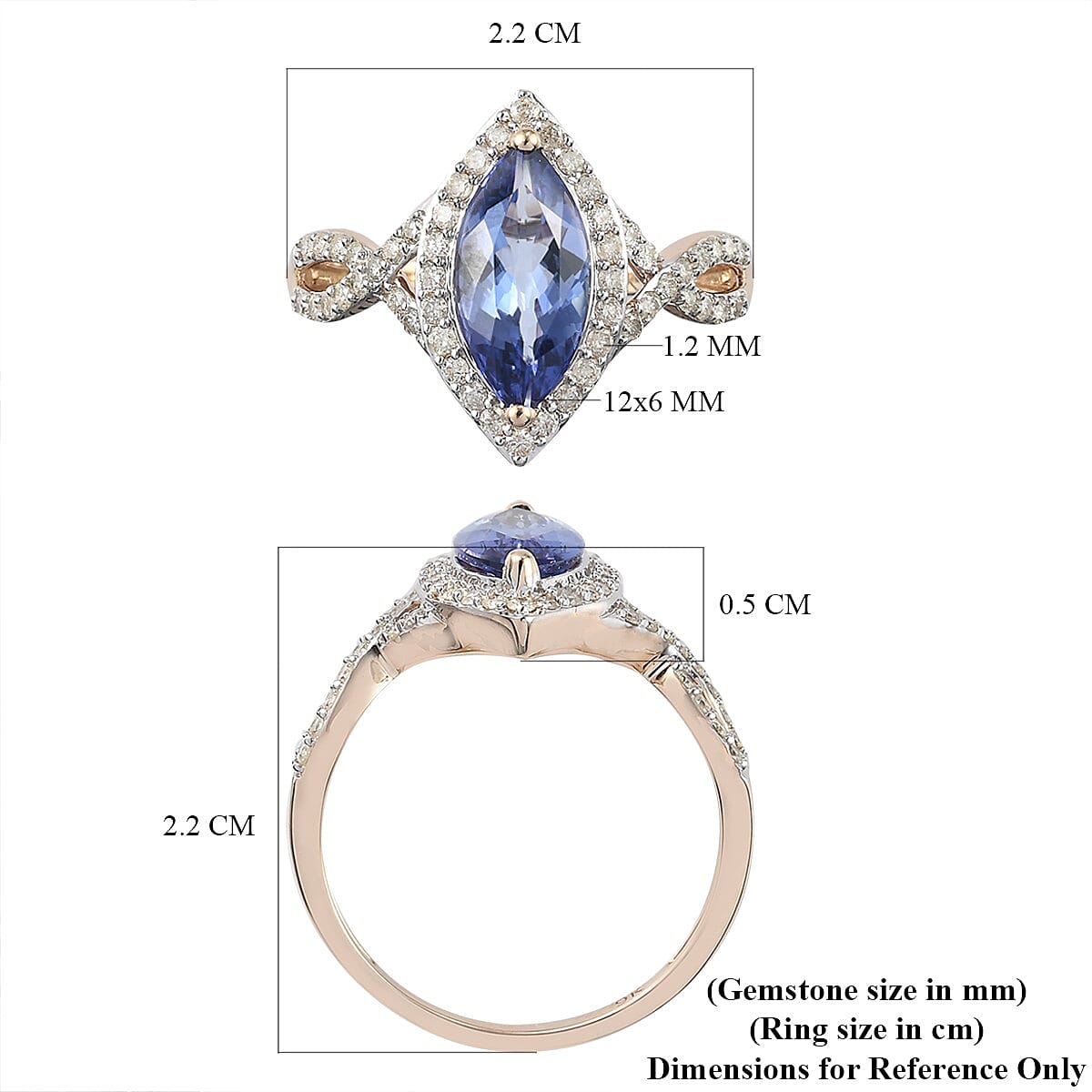 9K Yellow Gold 2.20 Ct. Tanzanite Ring with Natural Cambodian Zircon 3843286 6