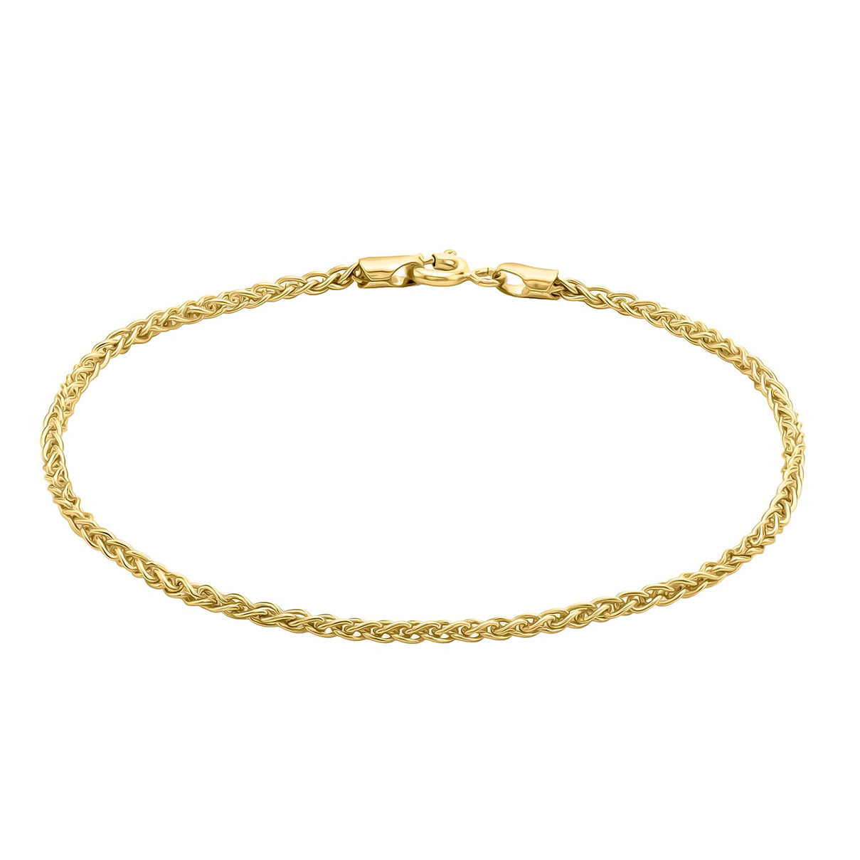 9K Yellow Gold 2.2MM Spiga Chain Bracelet 7.5 Inch 2.9 grams 6093037 0