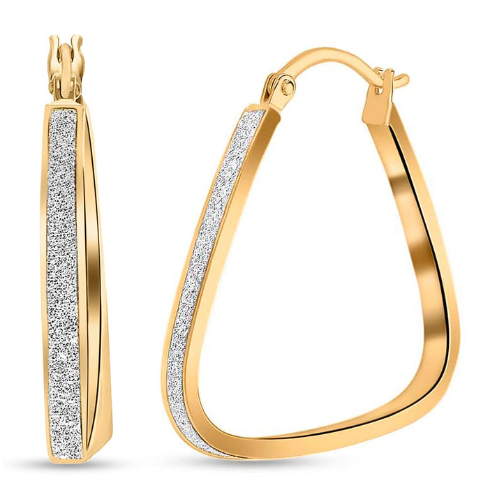 9K Yellow Gold 2.5MM X 29MM Stardust Rounded Triangle Earrings 2.3 grams 6092901 1